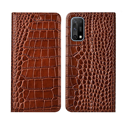 Coque Portefeuille Livre Cuir Etui Clapet L01 pour Oppo K7x 5G Brun Clair