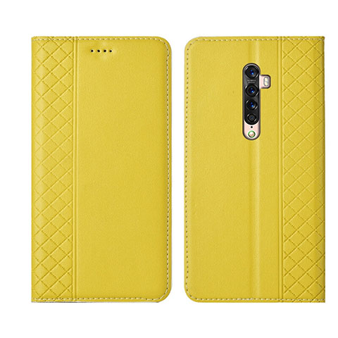 Coque Portefeuille Livre Cuir Etui Clapet L01 pour Oppo Reno2 Jaune