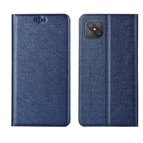 Coque Portefeuille Livre Cuir Etui Clapet L01 pour Oppo Reno4 Z 5G Bleu