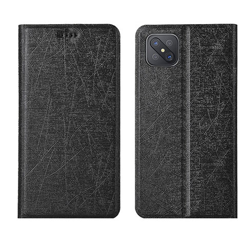 Coque Portefeuille Livre Cuir Etui Clapet L01 pour Oppo Reno4 Z 5G Noir