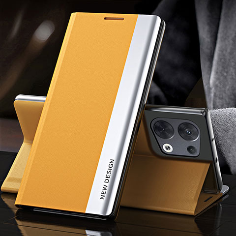 Coque Portefeuille Livre Cuir Etui Clapet L01 pour Oppo Reno8 Pro 5G Jaune