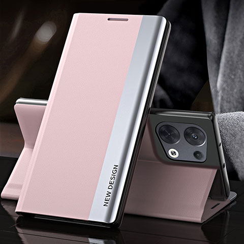 Coque Portefeuille Livre Cuir Etui Clapet L01 pour Oppo Reno9 5G Rose