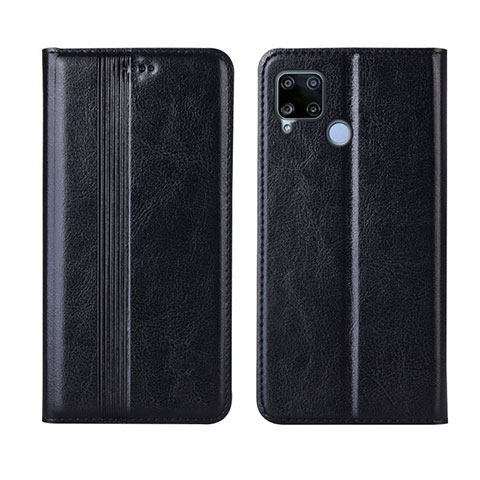 Coque Portefeuille Livre Cuir Etui Clapet L01 pour Realme C15 Noir