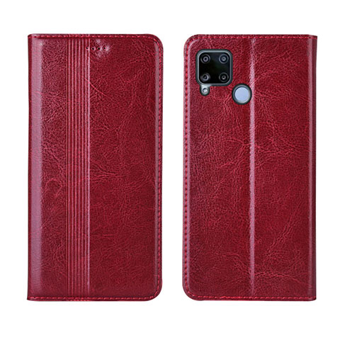 Coque Portefeuille Livre Cuir Etui Clapet L01 pour Realme C15 Rouge