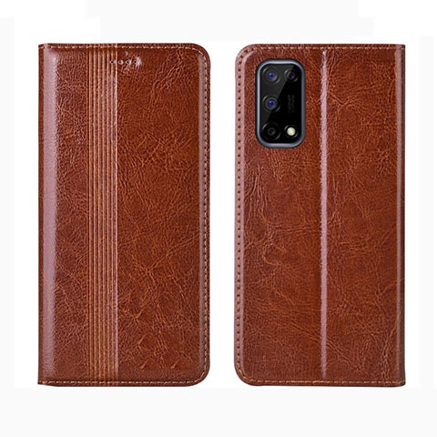 Coque Portefeuille Livre Cuir Etui Clapet L01 pour Realme Narzo 30 Pro 5G Brun Clair