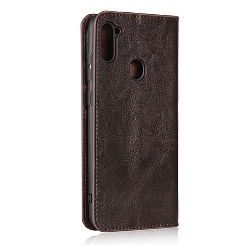 Coque Portefeuille Livre Cuir Etui Clapet L01 pour Samsung Galaxy A11 Marron