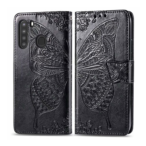 Coque Portefeuille Livre Cuir Etui Clapet L01 pour Samsung Galaxy A21 Noir