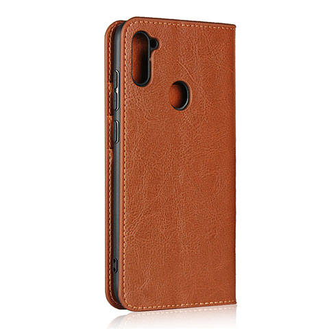 Coque Portefeuille Livre Cuir Etui Clapet L01 pour Samsung Galaxy M11 Brun Clair