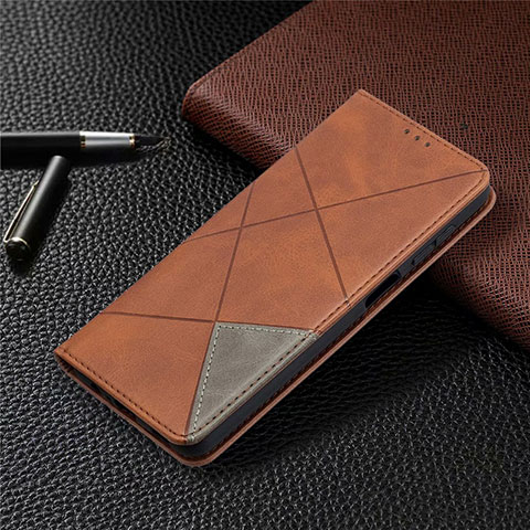 Coque Portefeuille Livre Cuir Etui Clapet L01 pour Samsung Galaxy M12 Marron