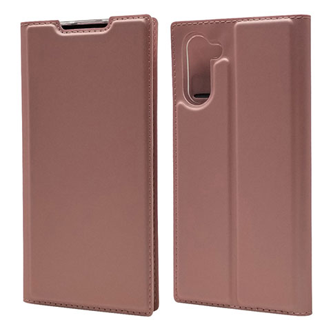 Coque Portefeuille Livre Cuir Etui Clapet L01 pour Samsung Galaxy Note 10 Or Rose