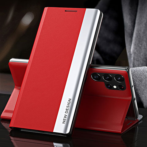 Coque Portefeuille Livre Cuir Etui Clapet L01 pour Samsung Galaxy S24 Ultra 5G Rouge