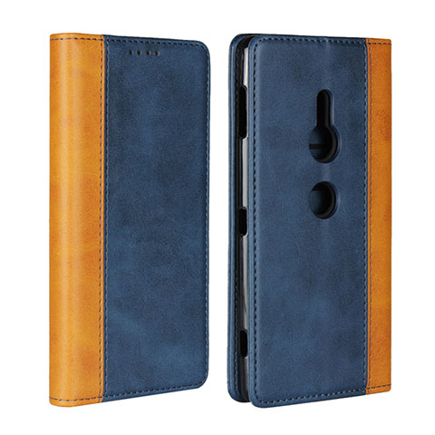 Coque Portefeuille Livre Cuir Etui Clapet L01 pour Sony Xperia XZ2 Bleu