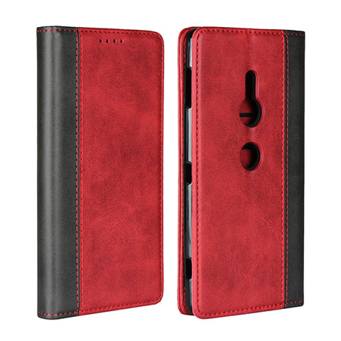 Coque Portefeuille Livre Cuir Etui Clapet L01 pour Sony Xperia XZ2 Rouge