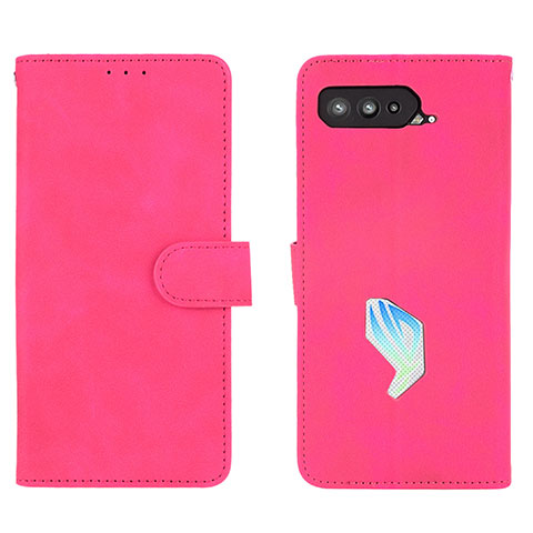 Coque Portefeuille Livre Cuir Etui Clapet L01Z pour Asus ROG Phone 5 Ultimate Rose Rouge