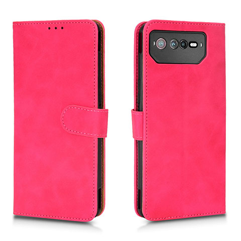 Coque Portefeuille Livre Cuir Etui Clapet L01Z pour Asus ROG Phone 6 Rose Rouge