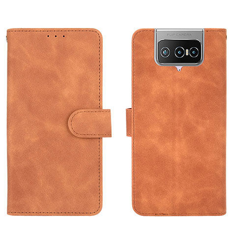 Coque Portefeuille Livre Cuir Etui Clapet L01Z pour Asus Zenfone 7 ZS670KS Marron