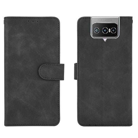 Coque Portefeuille Livre Cuir Etui Clapet L01Z pour Asus ZenFone 8 Flip ZS672KS Noir