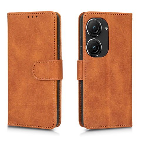 Coque Portefeuille Livre Cuir Etui Clapet L01Z pour Asus Zenfone 9 Marron