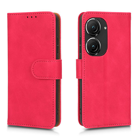 Coque Portefeuille Livre Cuir Etui Clapet L01Z pour Asus Zenfone 9 Rose Rouge