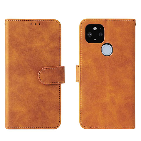 Coque Portefeuille Livre Cuir Etui Clapet L01Z pour Google Pixel 5a 5G Marron