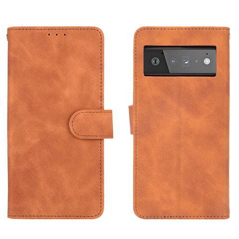 Coque Portefeuille Livre Cuir Etui Clapet L01Z pour Google Pixel 6 5G Marron