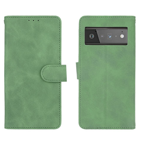 Coque Portefeuille Livre Cuir Etui Clapet L01Z pour Google Pixel 6 5G Vert