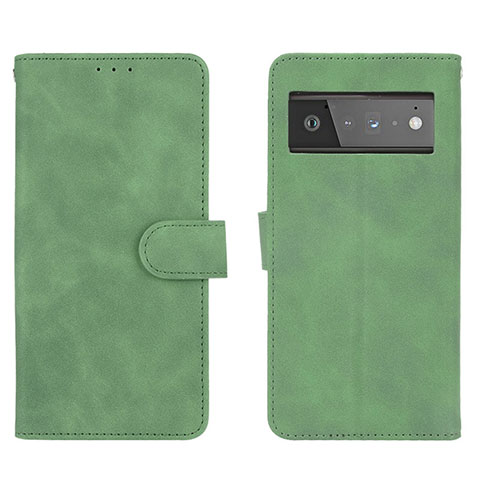 Coque Portefeuille Livre Cuir Etui Clapet L01Z pour Google Pixel 6 Pro 5G Vert