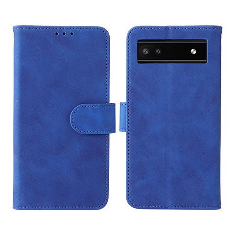 Coque Portefeuille Livre Cuir Etui Clapet L01Z pour Google Pixel 6a 5G Bleu