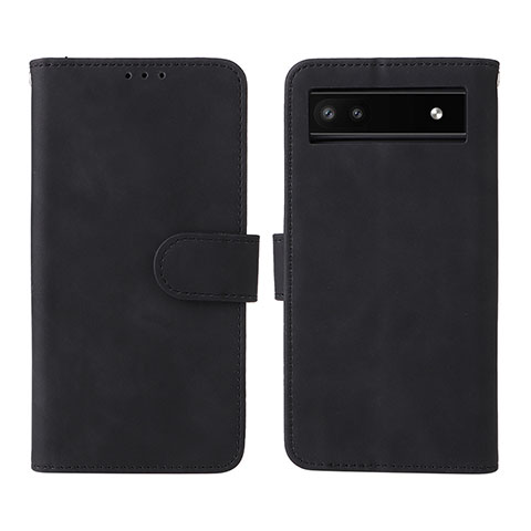 Coque Portefeuille Livre Cuir Etui Clapet L01Z pour Google Pixel 6a 5G Noir