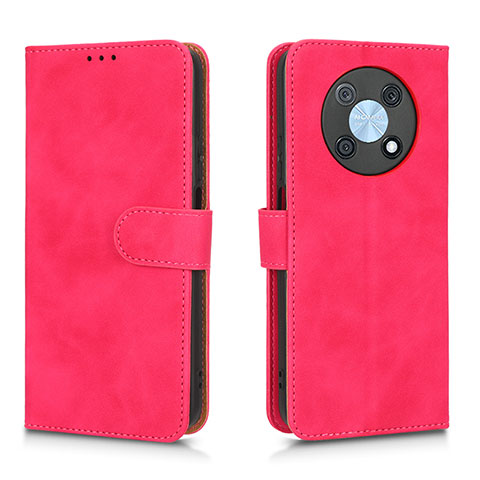 Coque Portefeuille Livre Cuir Etui Clapet L01Z pour Huawei Enjoy 50 Pro Rose Rouge