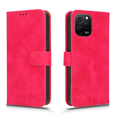 Coque Portefeuille Livre Cuir Etui Clapet L01Z pour Huawei Enjoy 50z Rose Rouge