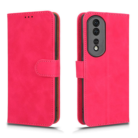 Coque Portefeuille Livre Cuir Etui Clapet L01Z pour Huawei Honor 80 Pro Flat 5G Rose Rouge