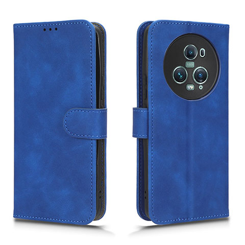 Coque Portefeuille Livre Cuir Etui Clapet L01Z pour Huawei Honor Magic5 Pro 5G Bleu