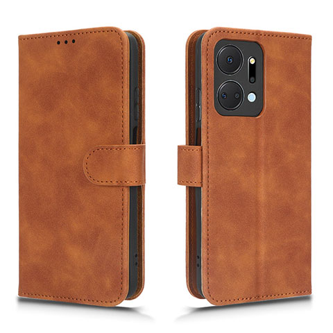 Coque Portefeuille Livre Cuir Etui Clapet L01Z pour Huawei Honor X7a Marron