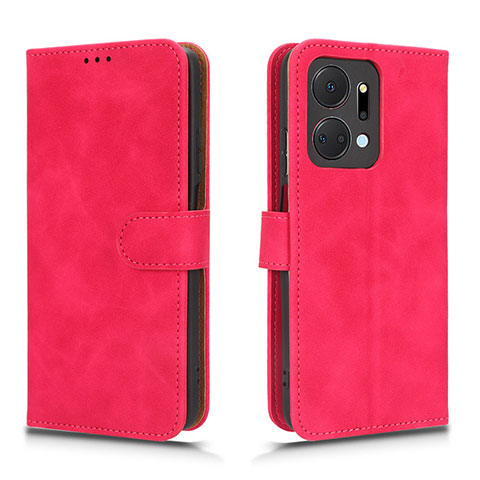 Coque Portefeuille Livre Cuir Etui Clapet L01Z pour Huawei Honor X7a Rose Rouge