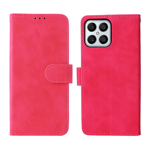 Coque Portefeuille Livre Cuir Etui Clapet L01Z pour Huawei Honor X8 4G Rose Rouge