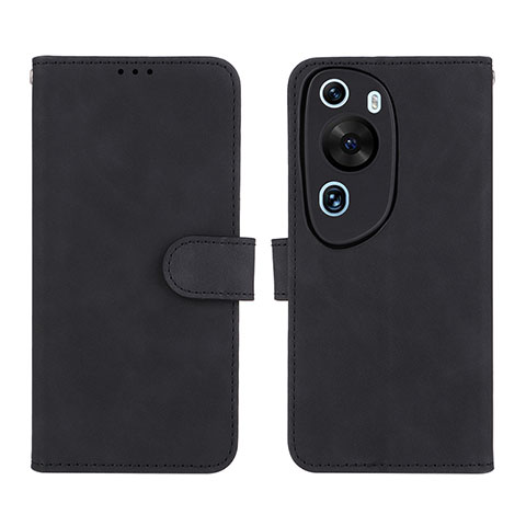 Coque Portefeuille Livre Cuir Etui Clapet L01Z pour Huawei P60 Art Noir