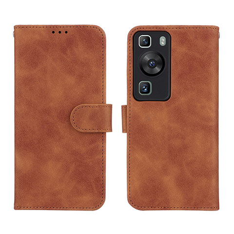 Coque Portefeuille Livre Cuir Etui Clapet L01Z pour Huawei P60 Marron