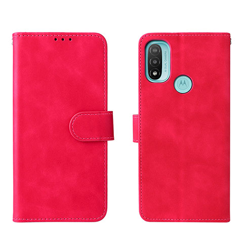 Coque Portefeuille Livre Cuir Etui Clapet L01Z pour Motorola Moto E20 Rose Rouge