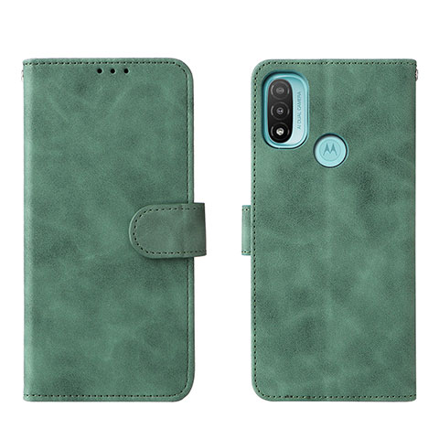 Coque Portefeuille Livre Cuir Etui Clapet L01Z pour Motorola Moto E20 Vert