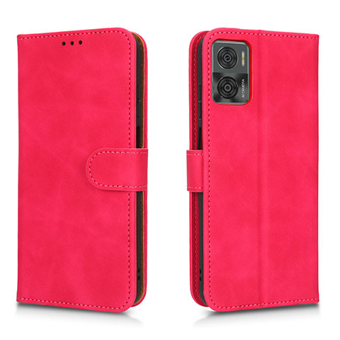 Coque Portefeuille Livre Cuir Etui Clapet L01Z pour Motorola Moto E22 Rose Rouge