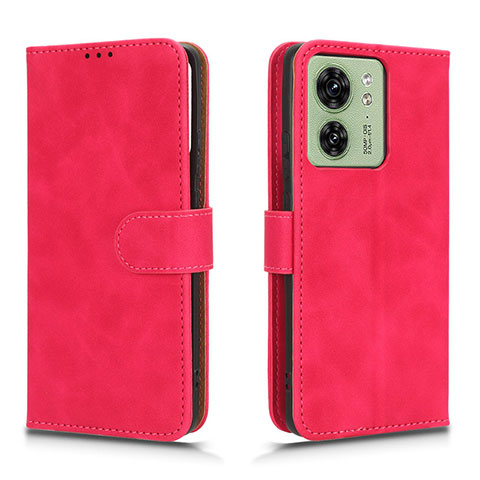 Coque Portefeuille Livre Cuir Etui Clapet L01Z pour Motorola Moto Edge (2023) 5G Rose Rouge