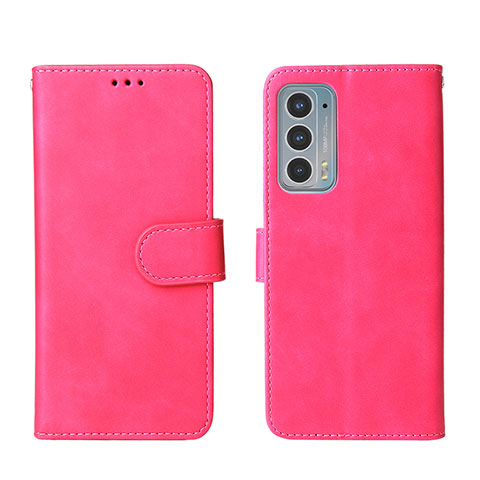 Coque Portefeuille Livre Cuir Etui Clapet L01Z pour Motorola Moto Edge Lite 5G Rose Rouge