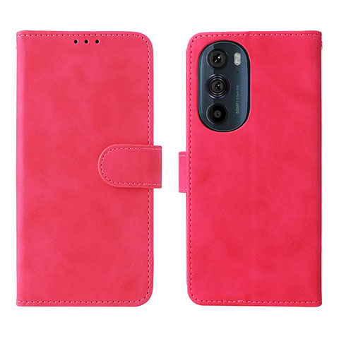 Coque Portefeuille Livre Cuir Etui Clapet L01Z pour Motorola Moto Edge Plus (2022) 5G Rose Rouge