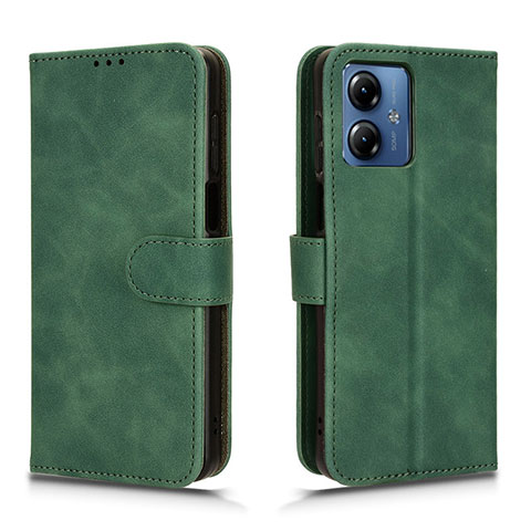 Coque Portefeuille Livre Cuir Etui Clapet L01Z pour Motorola Moto G14 Vert