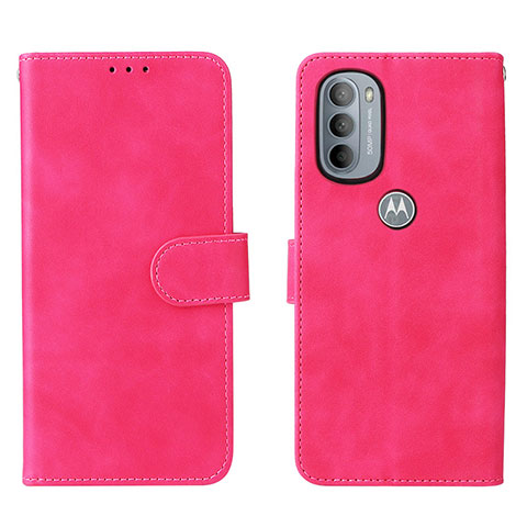 Coque Portefeuille Livre Cuir Etui Clapet L01Z pour Motorola Moto G31 Rose Rouge