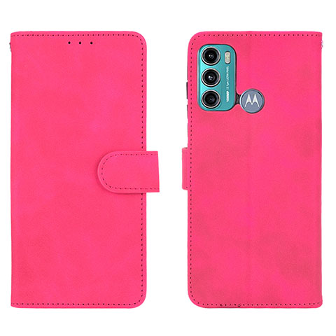 Coque Portefeuille Livre Cuir Etui Clapet L01Z pour Motorola Moto G40 Fusion Rose Rouge