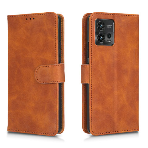 Coque Portefeuille Livre Cuir Etui Clapet L01Z pour Motorola Moto G72 Marron