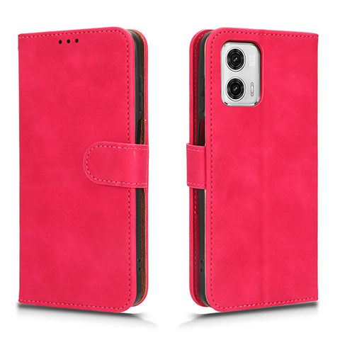 Coque Portefeuille Livre Cuir Etui Clapet L01Z pour Motorola Moto G73 5G Rose Rouge