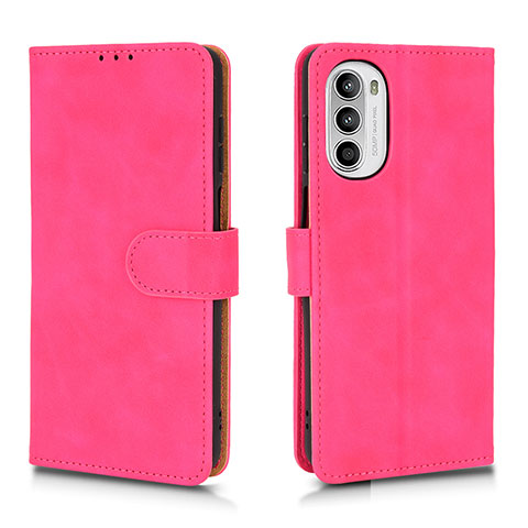 Coque Portefeuille Livre Cuir Etui Clapet L01Z pour Motorola Moto G82 5G Rose Rouge